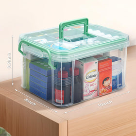 guaiboshi 15QT clear medicine organizer open tray reveals seven compartments for sorting