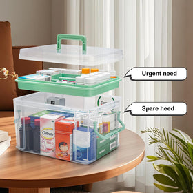 guaiboshi 15QT clear medicine organizer removable tray with partitions for small items