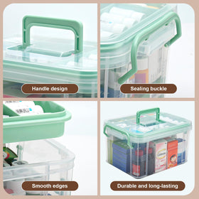 guaiboshi 15QT clear medicine organizer fits tall bottles and bulk supplies