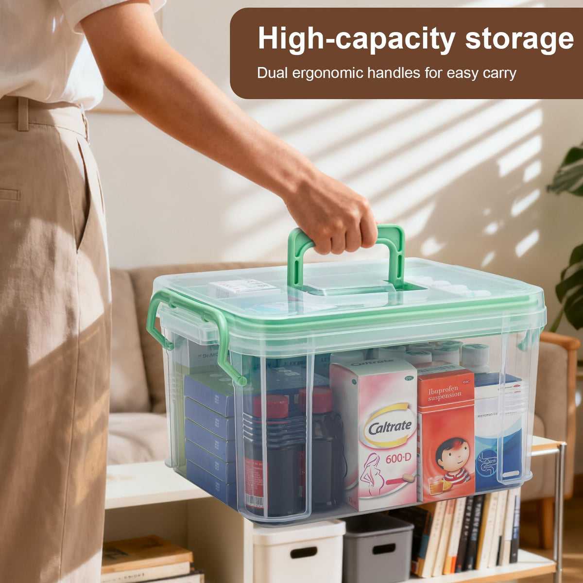 guaiboshi 15QT clear medicine organizer thickened plastic for long-term durability