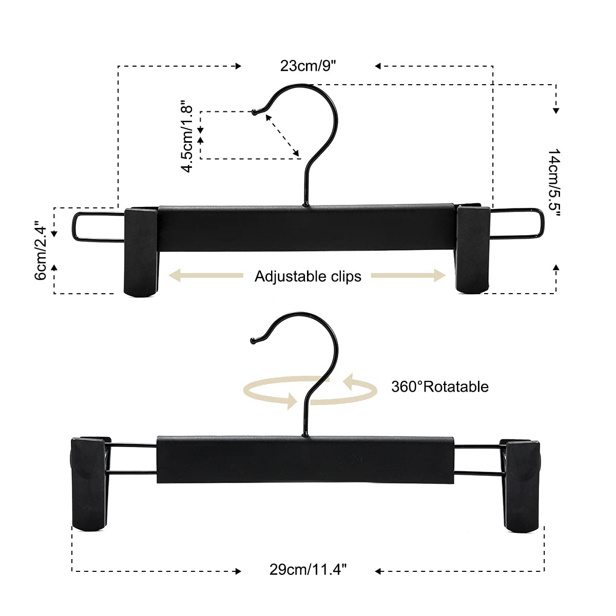 GUANJUNE adjustable clips hangers adapt to item sizes.