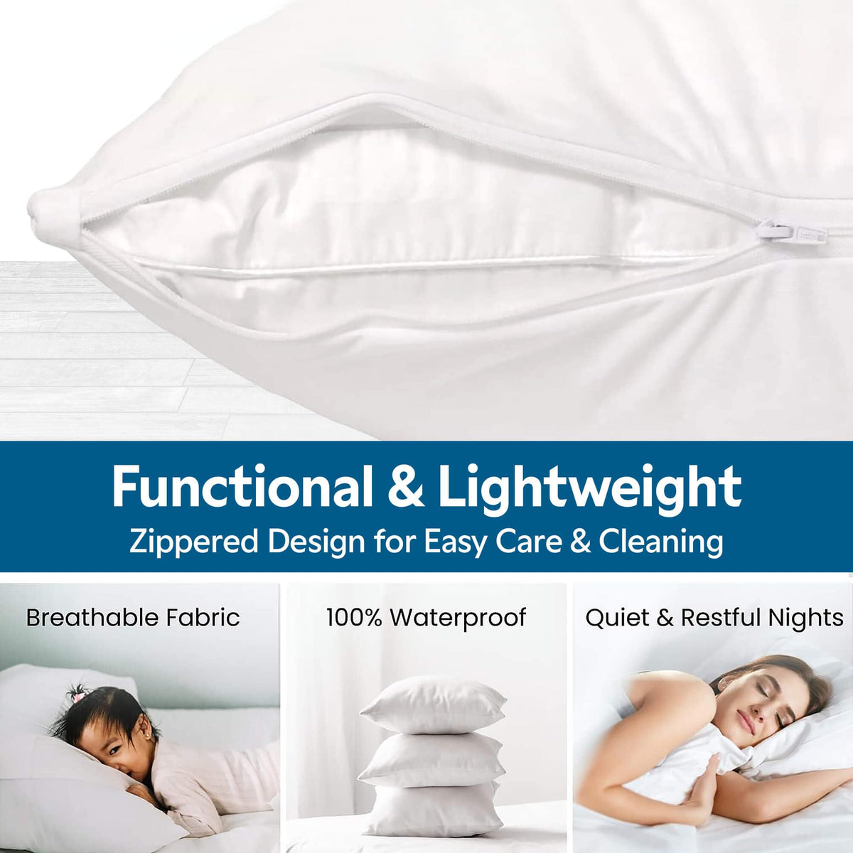 Guardmax four-pack group shot emphasizes value and full pillow protection.