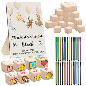 Guawubiang Winnie baby blocks sign as a charming baby shower centerpiece.