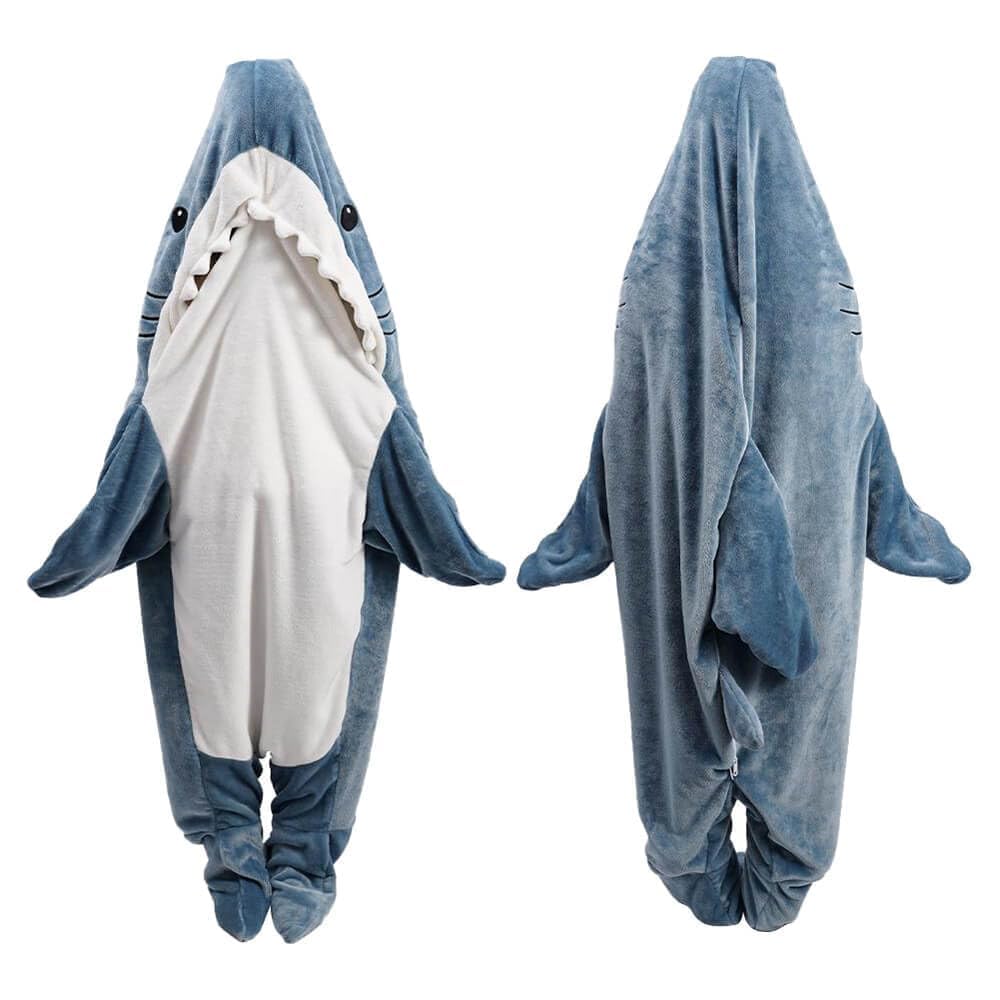 Gudina Shark Blanket Hoodie front view for cozy lounging at home.