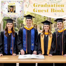 Gueevin floral detailing on the cover adds a refined graduation touch
