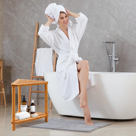 GUGIGIP bamboo corner shower stool small-space fits tight bathrooms gracefully.