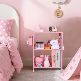 Gugsey Pink Small Nightstand hooks and holder provide handy hanging space for bags and accessories