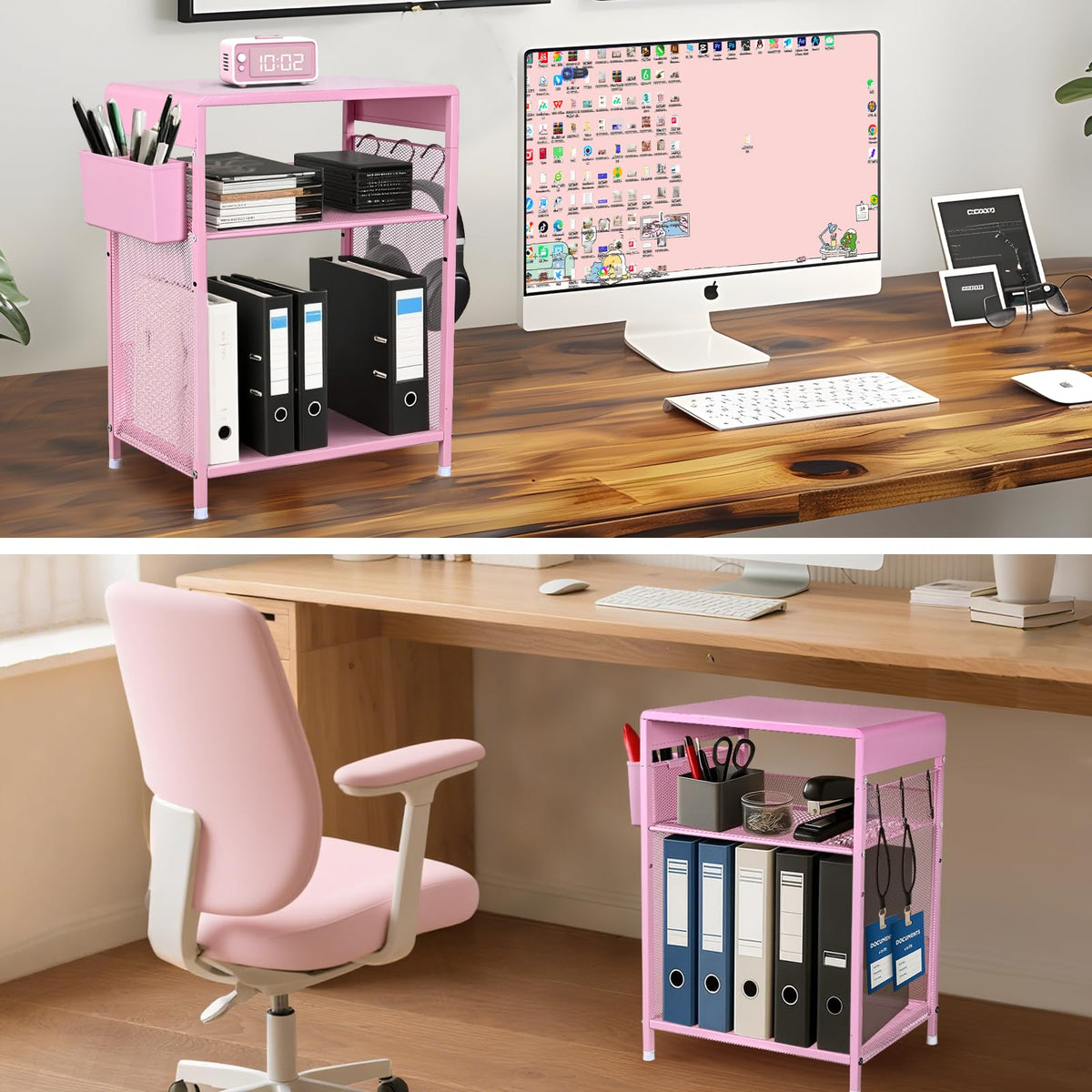 Gugsey Pink Small Nightstand in a kid's room illustrates versatile end table for study and play