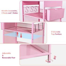 Gugsey Pink Small Nightstand open storage demonstrates organized space for toys and books