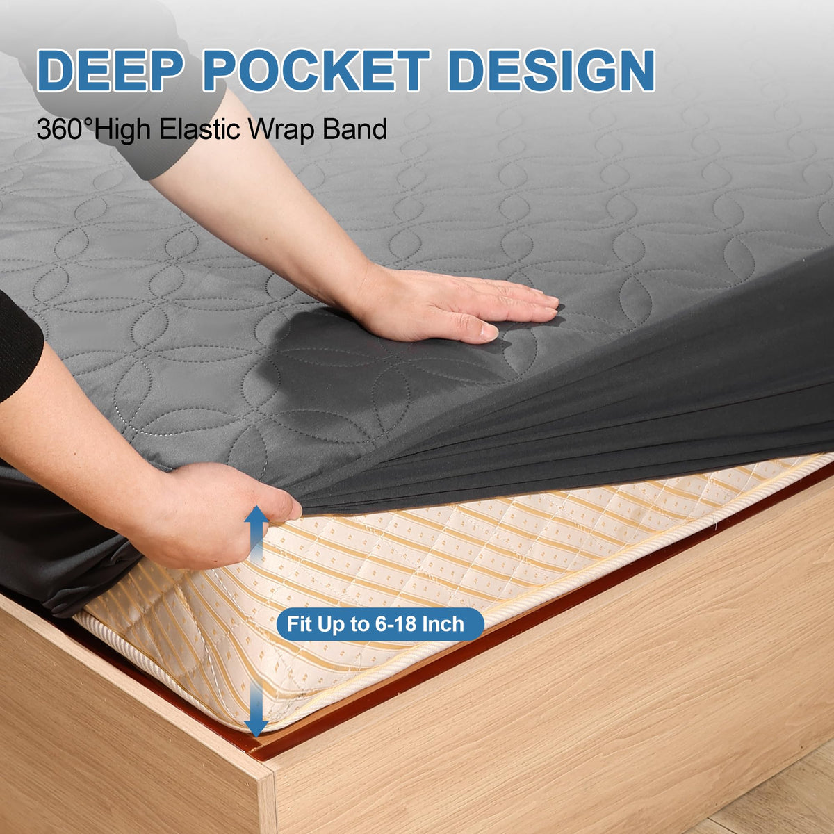 GUHER deep-pocket elastic skirt keeps the protector in place.