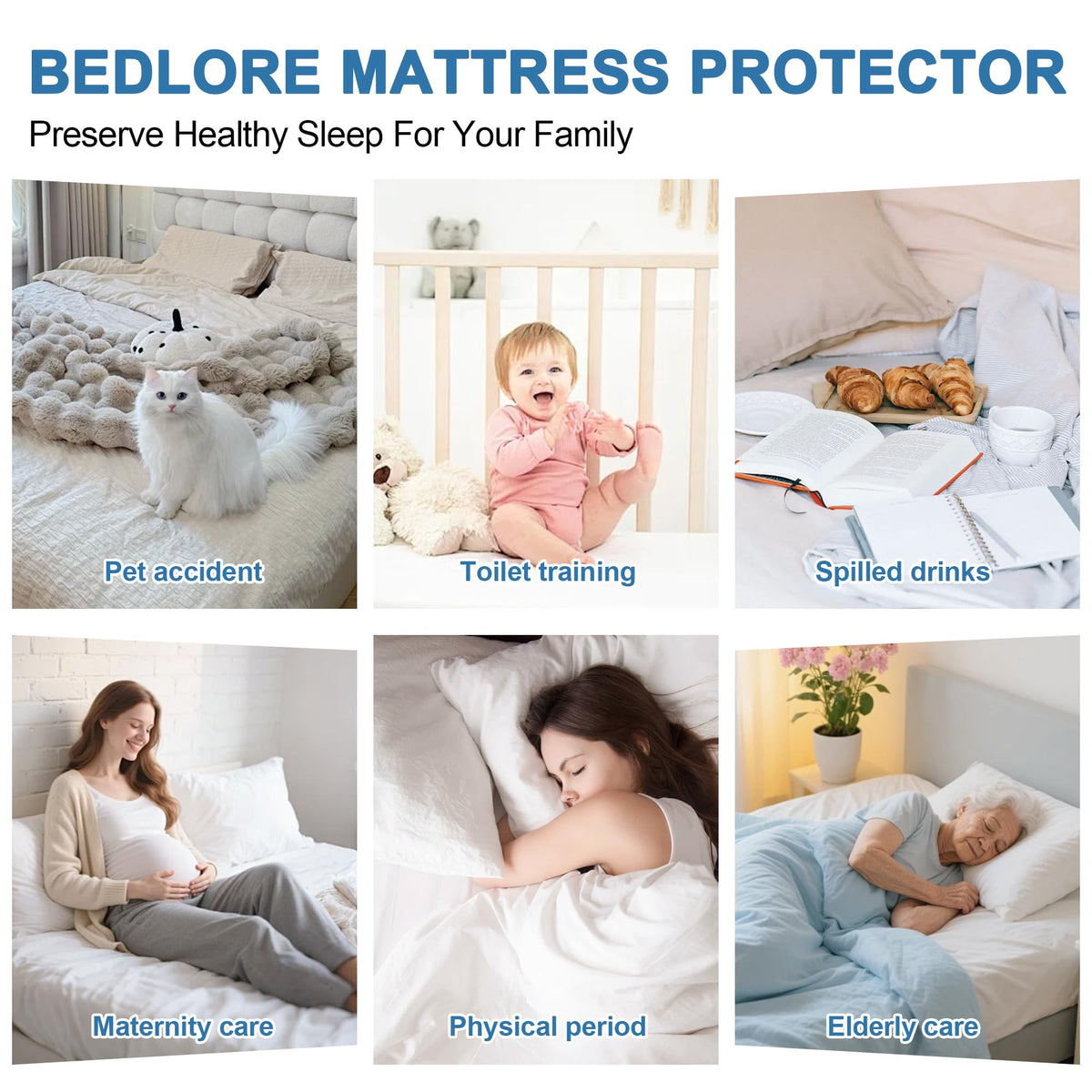 GUHER mattress protector helps guard against spills and accidents.