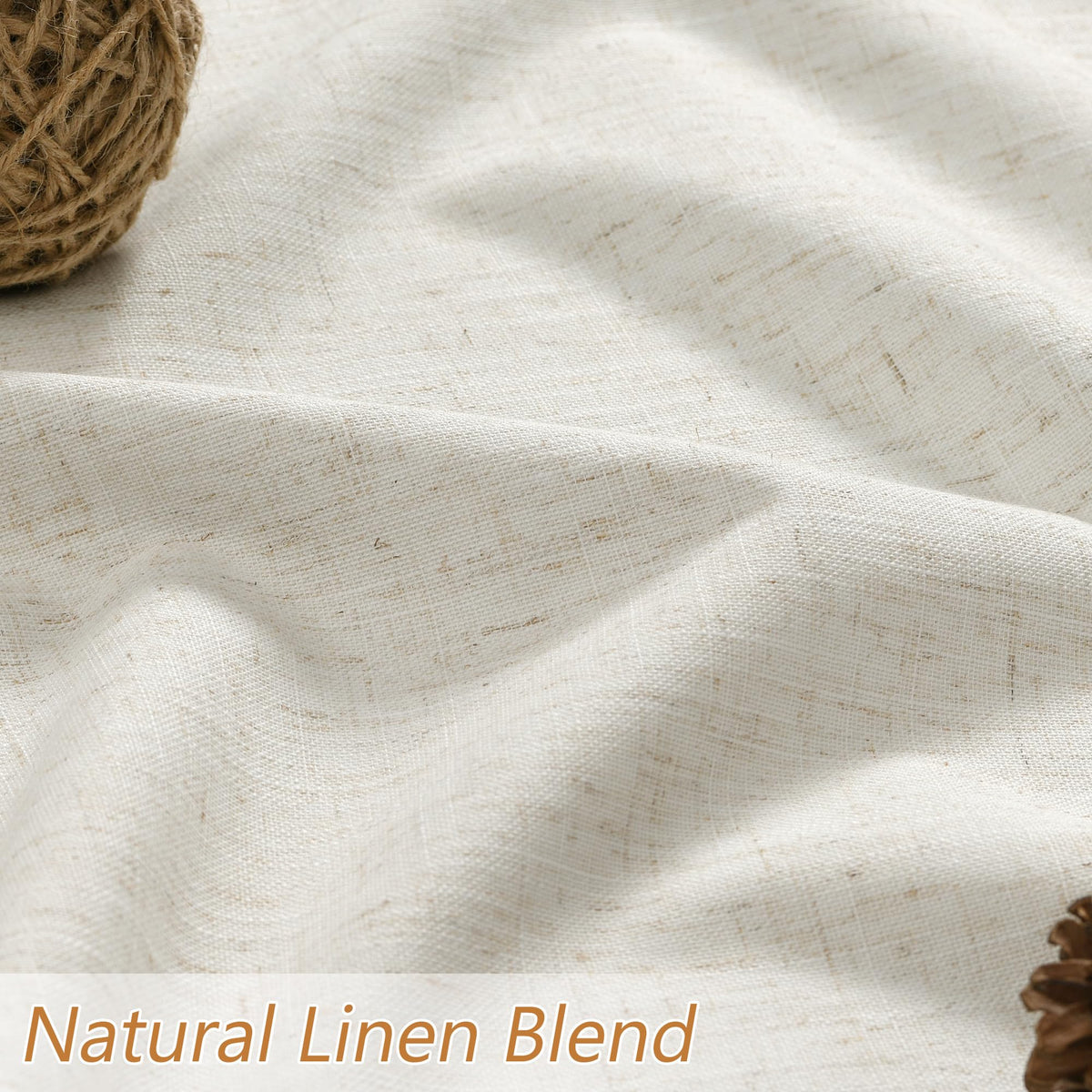 Guken Cream curtains length close-up highlighting premium drape and size