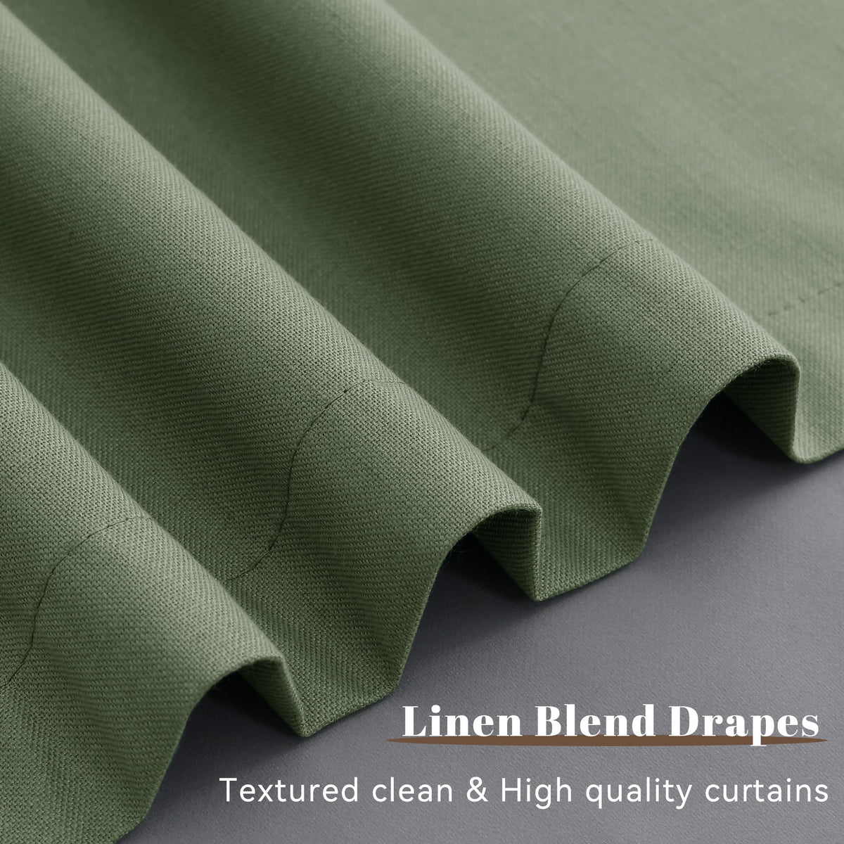 Guken modern olive-green linen drapes complement contemporary decor.