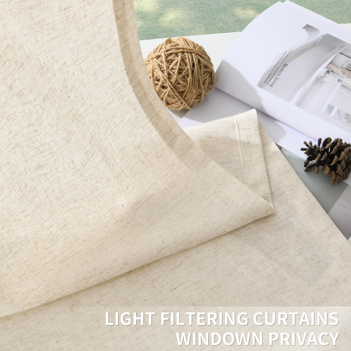 Guken curtains in the bedroom provide privacy with a soft, calming light