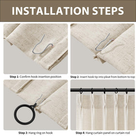 Two panels mounted with hooks for a clean pinch-pleat silhouette