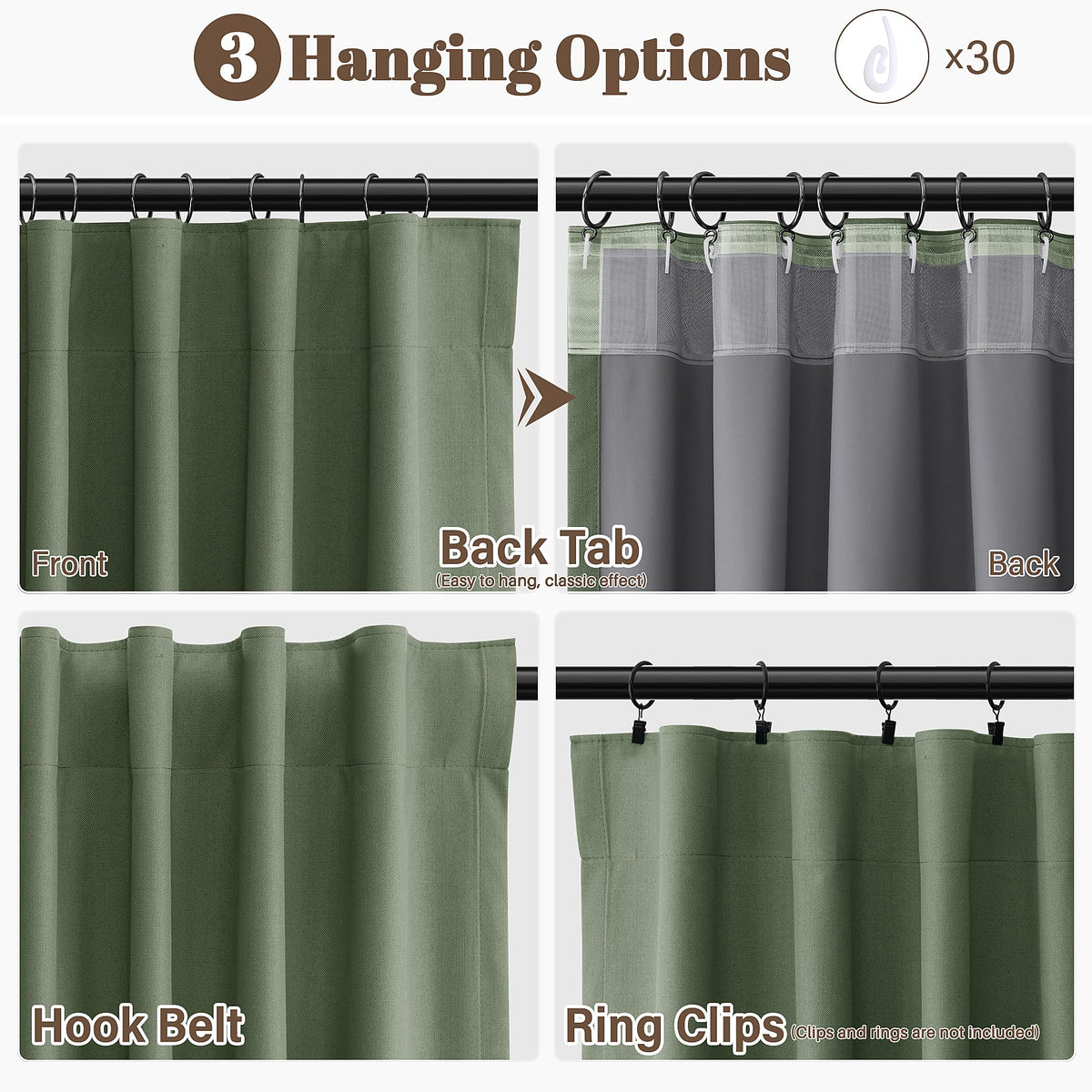 Guken pleat hooks hanging setup demonstrates versatile installation.
