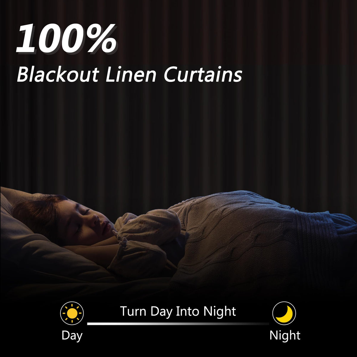 Close-up of Guken curtain back coating blocking light