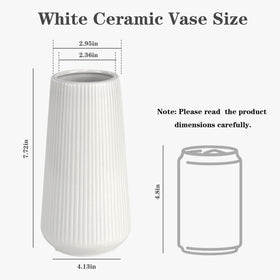 GUKJOB white ceramic vase side view, sturdy thick base for stable display