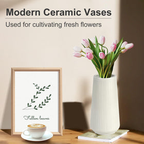 GUKJOB white vase blends modern farmhouse style, elevating living room decor.