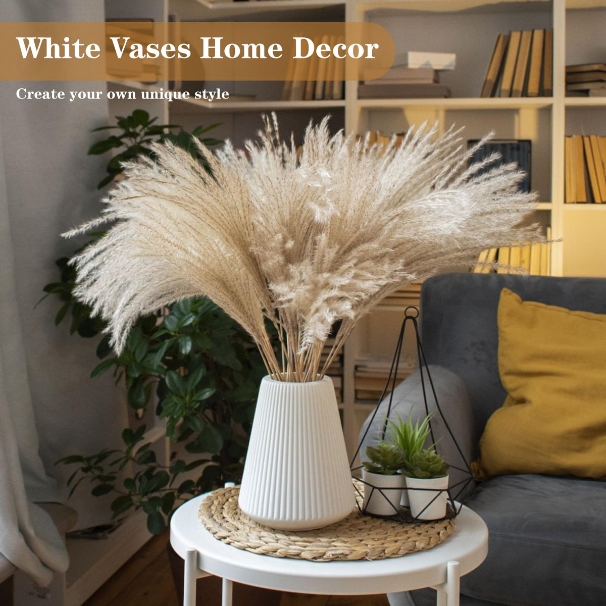 GUKJOB white ceramic vase close-up mouth view ideal for easy flower arrangements.