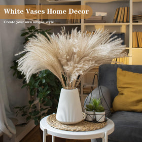 GUKJOB white ceramic vase close-up mouth view ideal for easy flower arrangements.