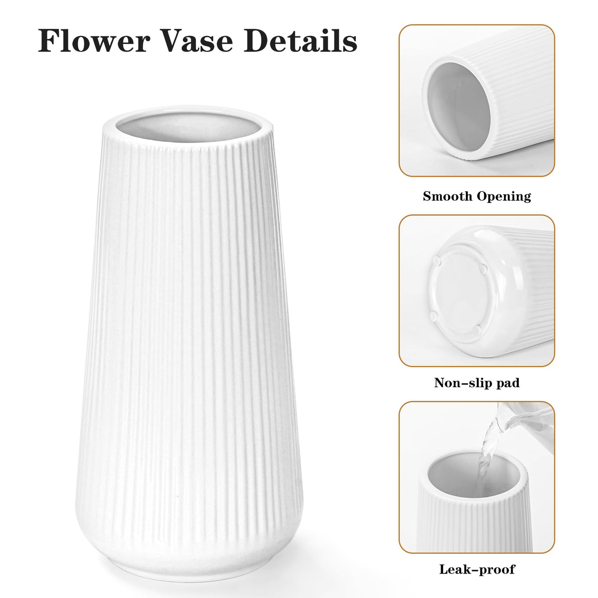 GUKJOB white vase side view showing clean silhouette for modern decor.