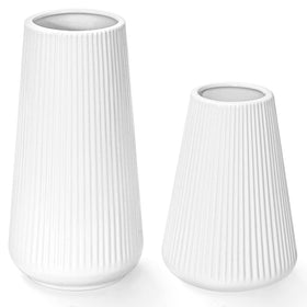 GUKJOB white ceramic two-piece vase set for minimalist tablescapes and long-lasting centerpieces.