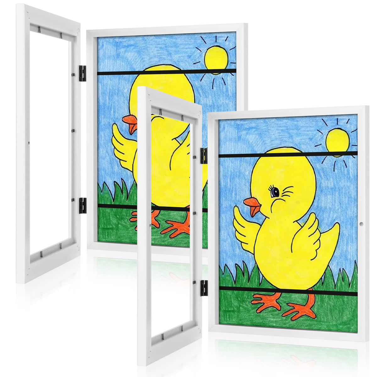 GULETHUN 2-pack kids art frame with front-opening design for quick artwork swaps.