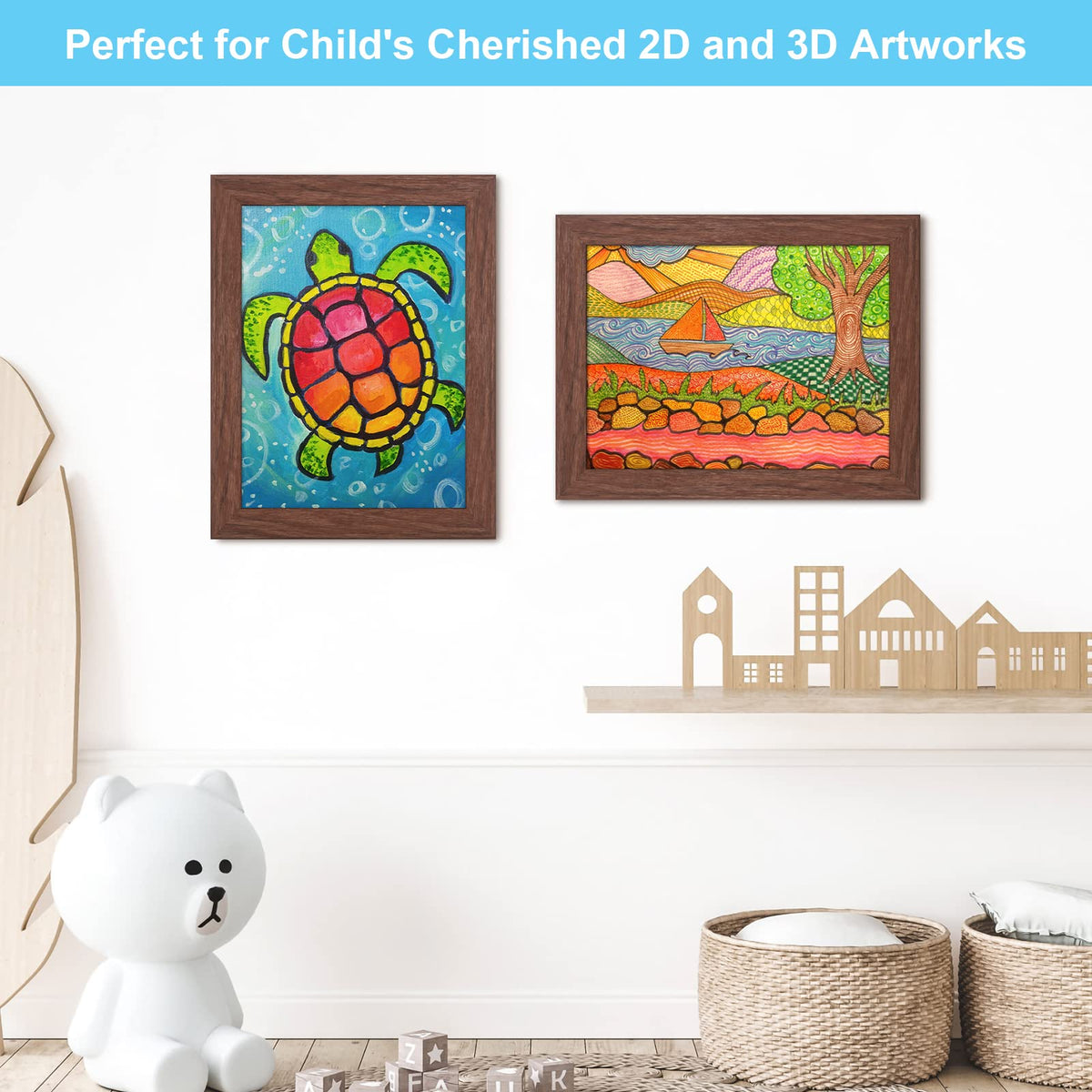 Crystal-clear glass in GULETHUN frames preserves artwork colors