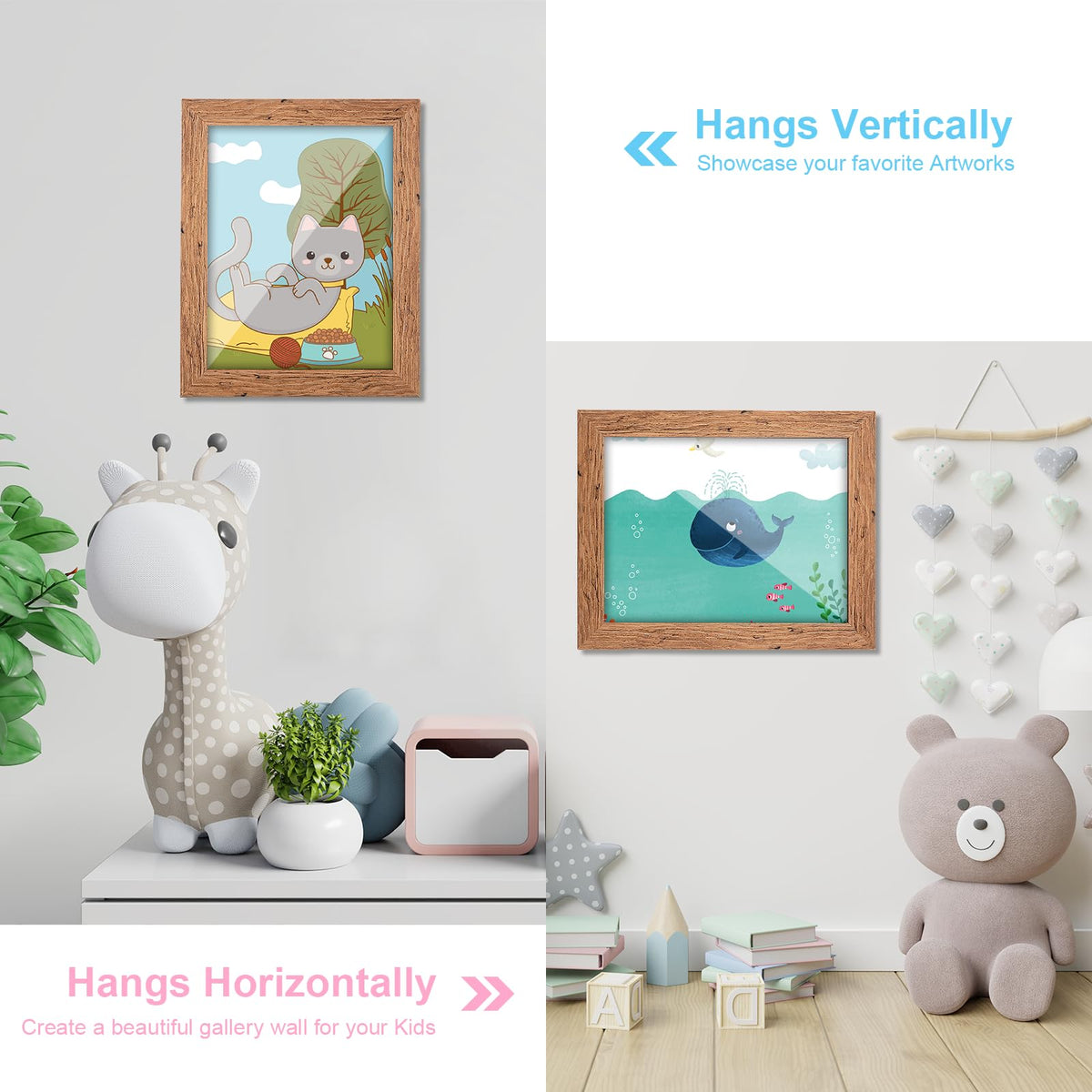 GULETHUN kids art frame 180-degree open front for simple art swaps