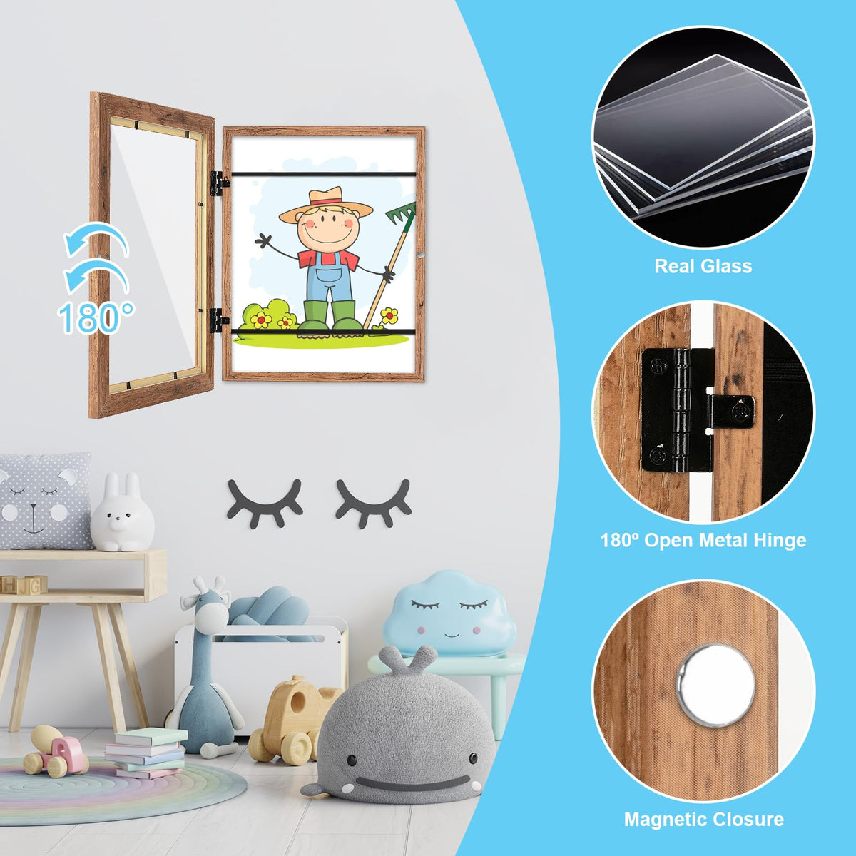GULETHUN kids art frame suitable for 2D, photos, and small 3D crafts