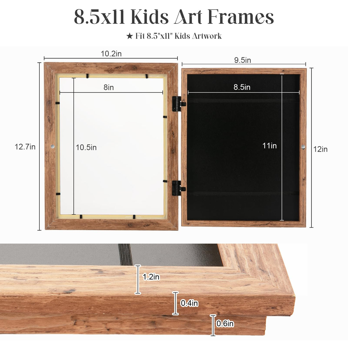 GULETHUN kids art frame back hooks support horizontal or vertical hanging