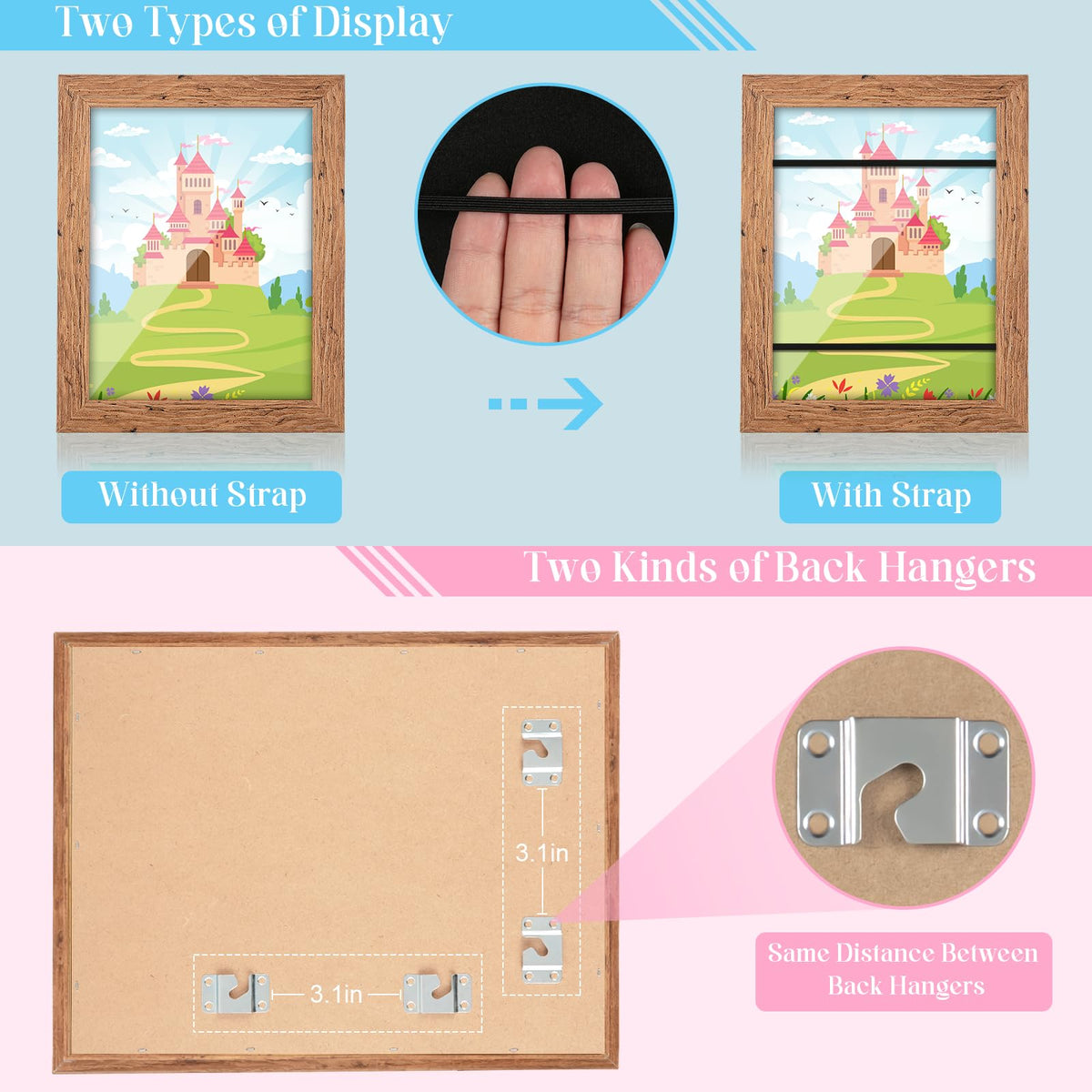 GULETHUN kids art frame depth 0.6 inches supports 50-150 pieces in one frame