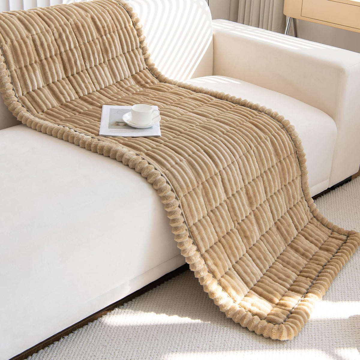 Gumfolk couch cover with dual protection against hair and stains