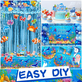 Gumwaqu Ocean balloon arch kit enhances entrance with a celebratory arch.