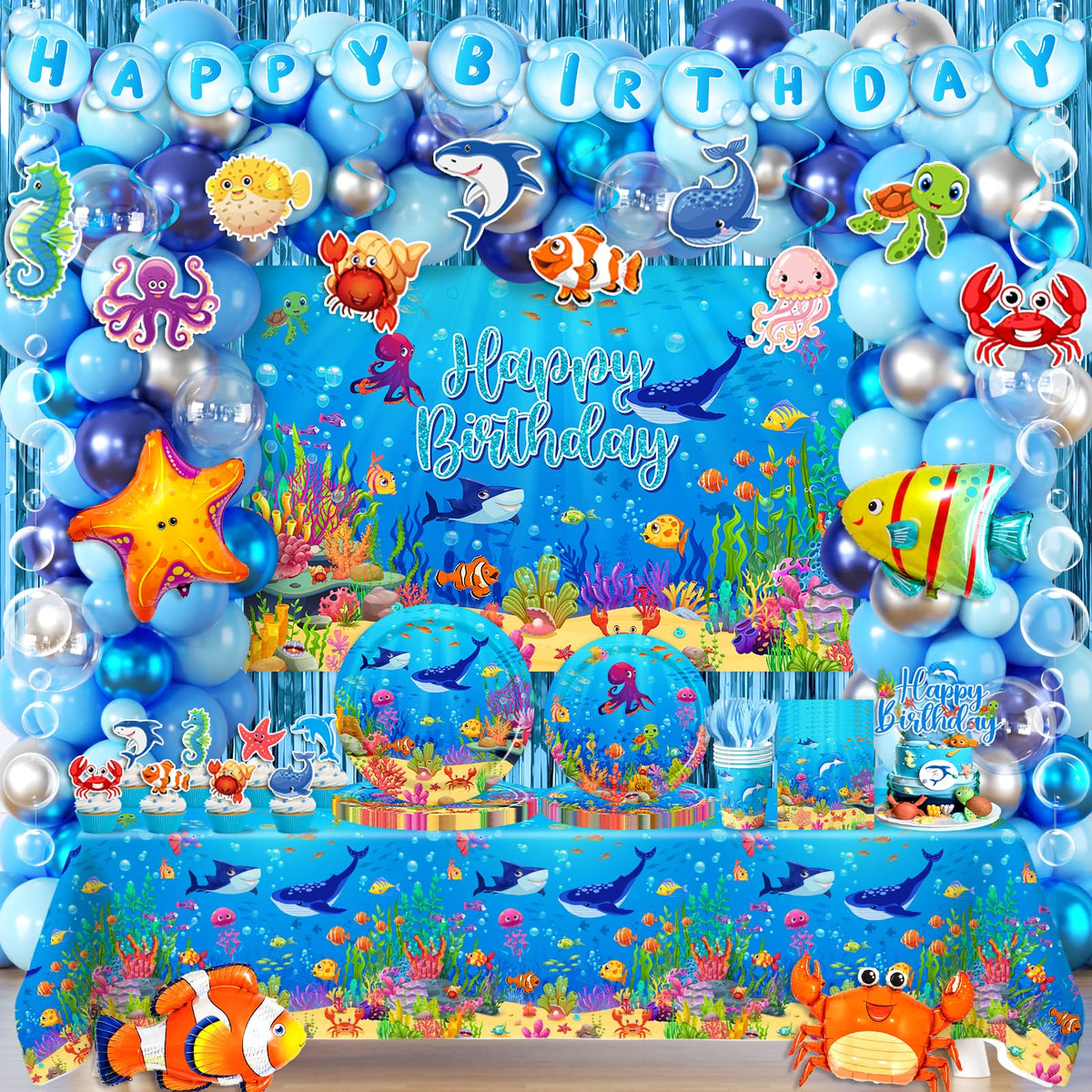Gumwaqu Under The Sea banner—bright focal point for ocean party decor and photo moments.