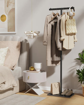 GUOHNHE black freestanding rack offers easy access to garments.