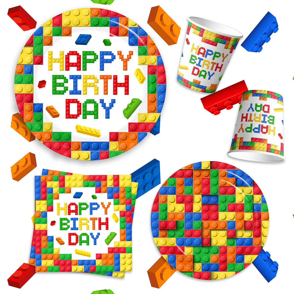 Gupesxu building block cups match the theme and simplify cleanup