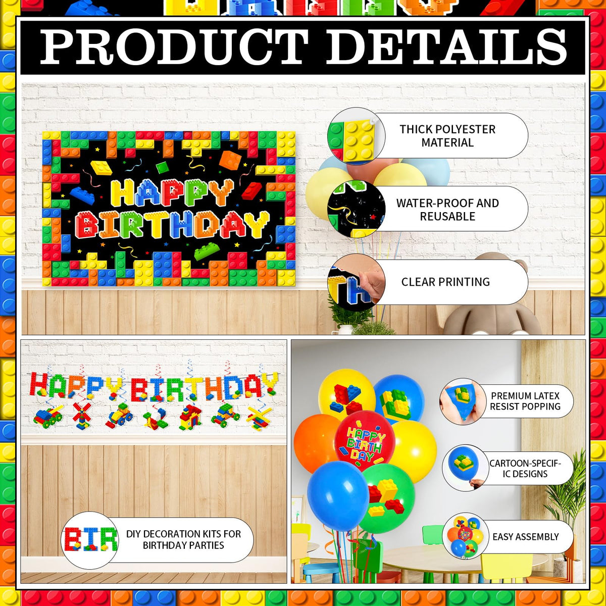 Gupesxu building block plates feature playful blocks for a boy's birthday