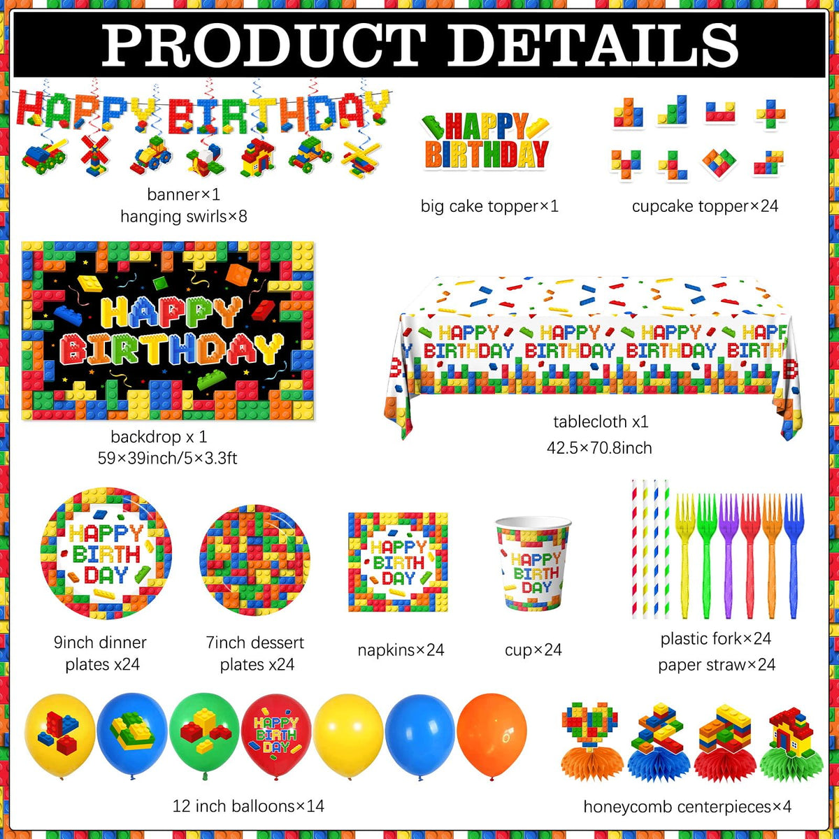 Gupesxu building block tablecloth sets the theme and protects surfaces