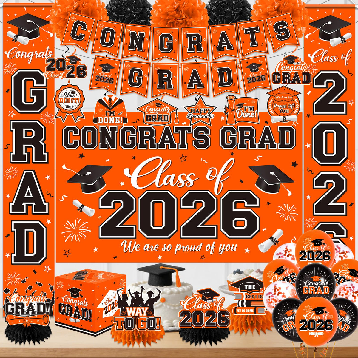 Gupesxu Class of 2026 backdrop elevates indoor or outdoor graduation celebrations.