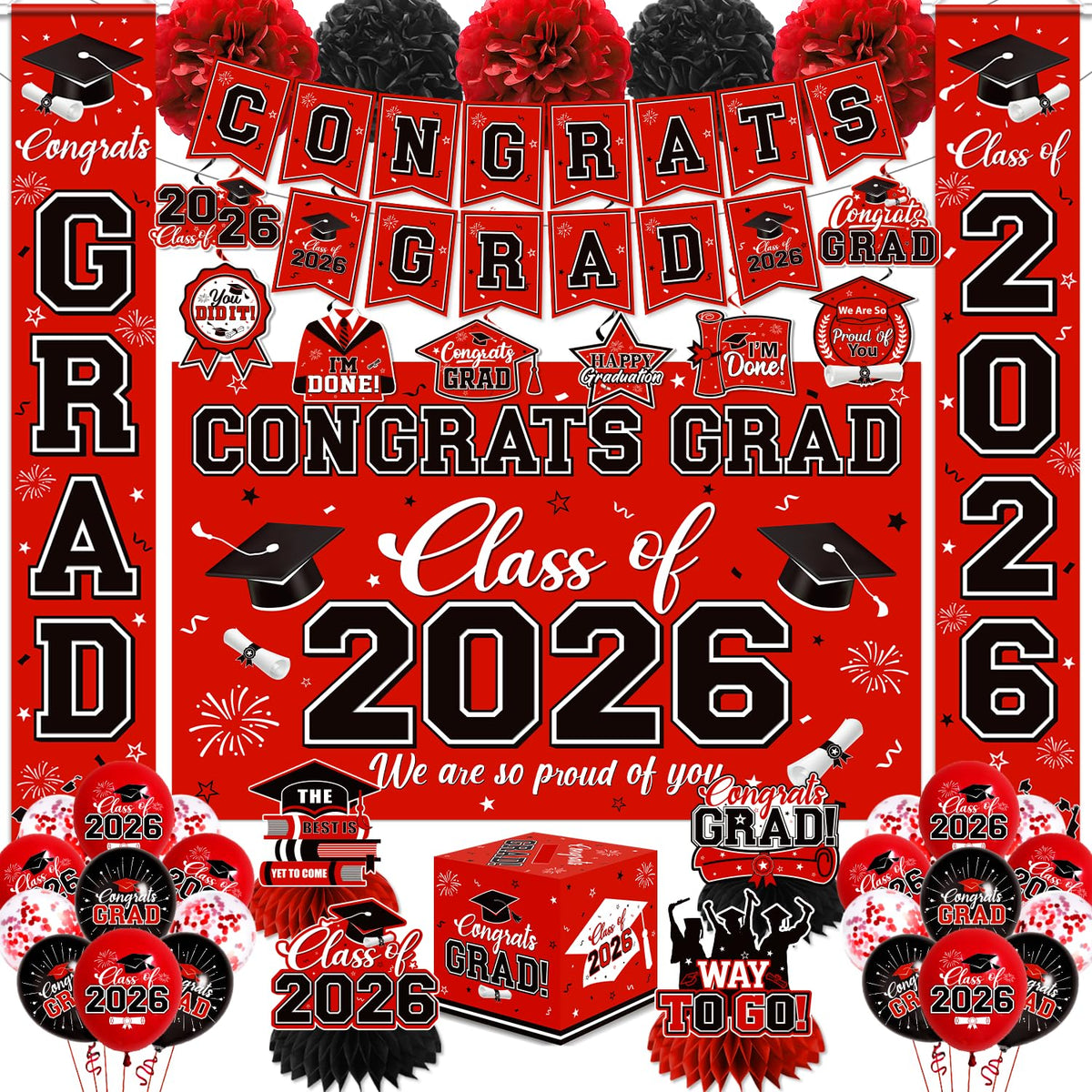 Gupesxu congrats grad banner for Class of 2026 graduation setup