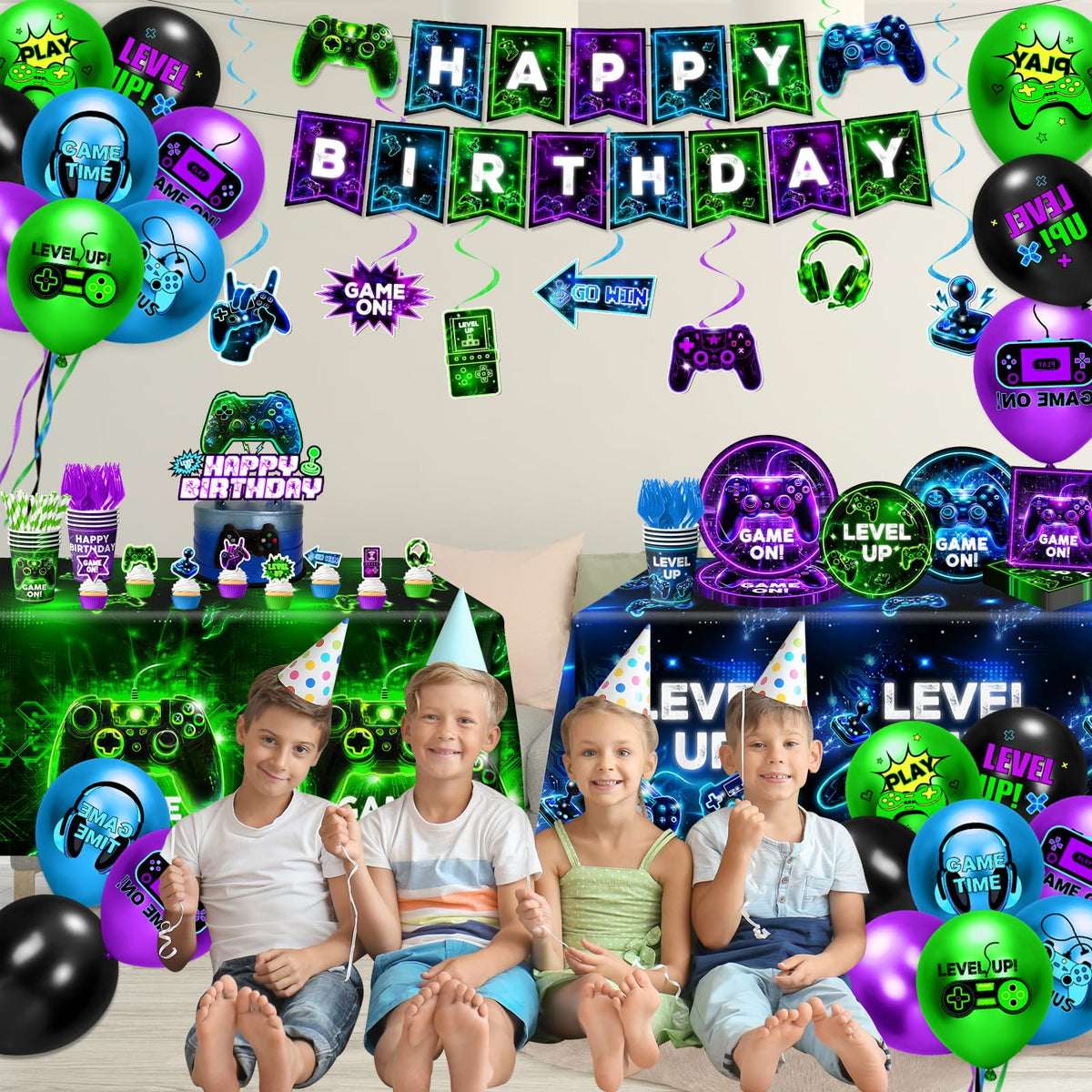 Gupesxu game themed banner decor enhances the party atmosphere