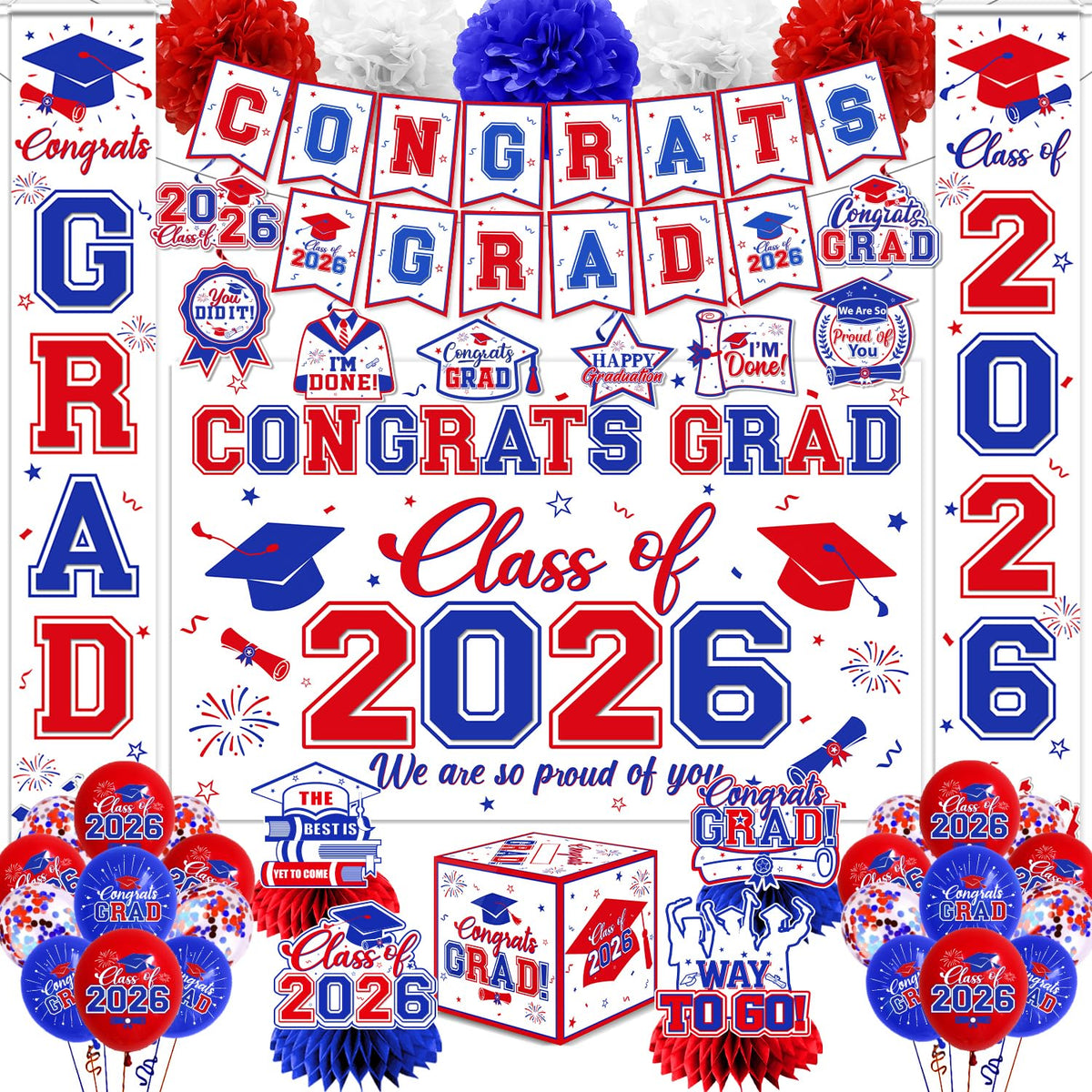 Gupesxu graduation decoration set backdrop for a vibrant photo wall.