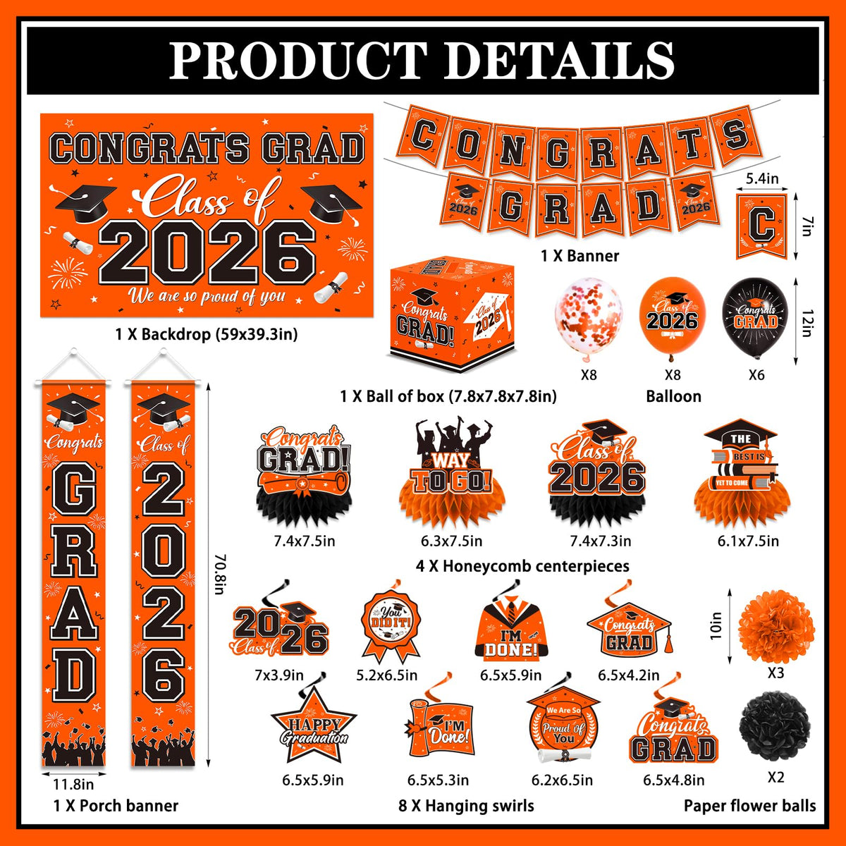 Gupesxu porch banner set adds entrance decor for graduation parties.
