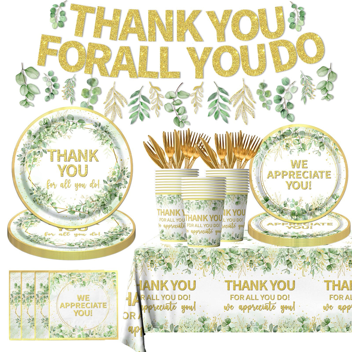 Gupesxu We Appreciate You sage green dinner plates for elegant gatherings and easy serving.