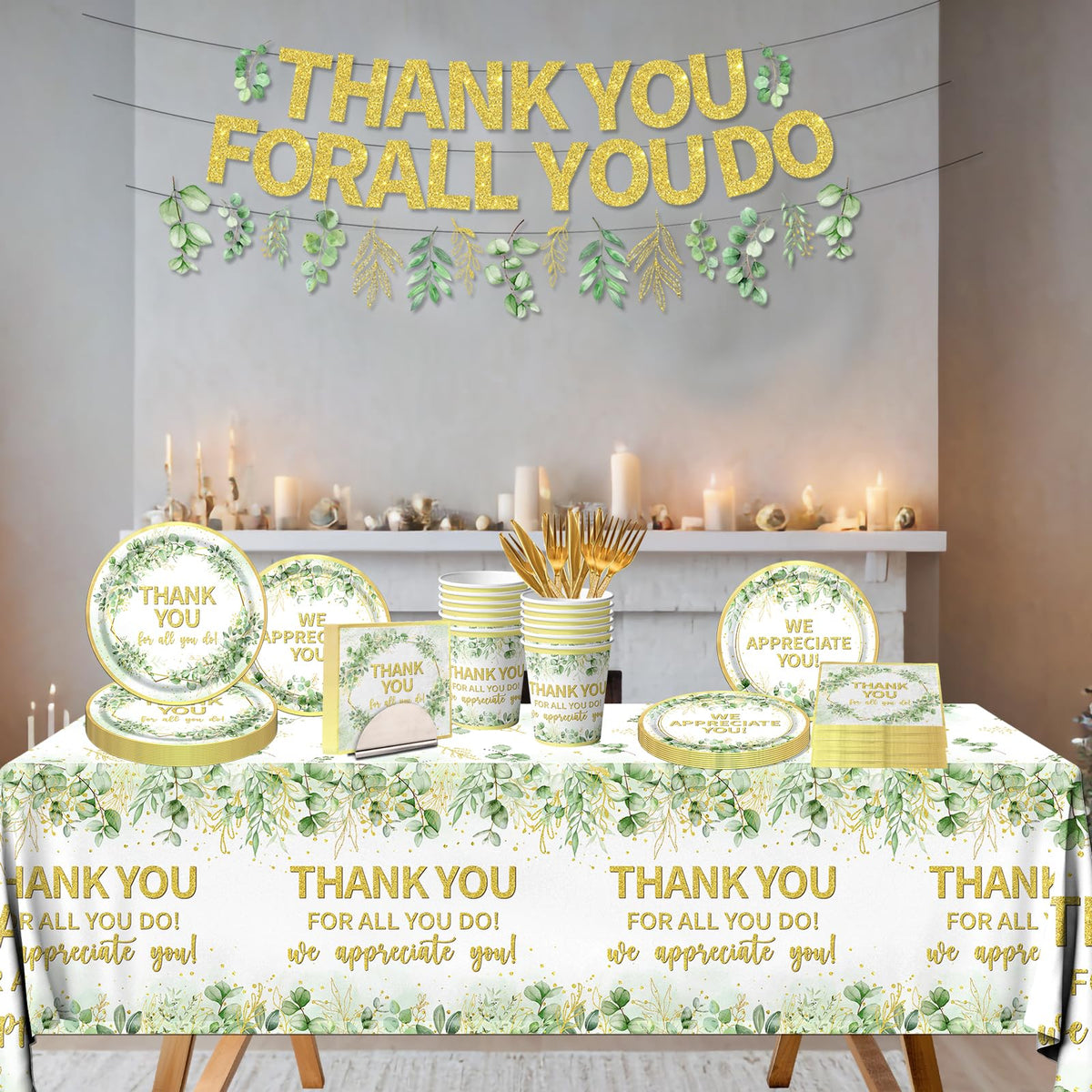 Gupesxu We Appreciate You sage green napkins for absorbent, tidy celebration wiping.