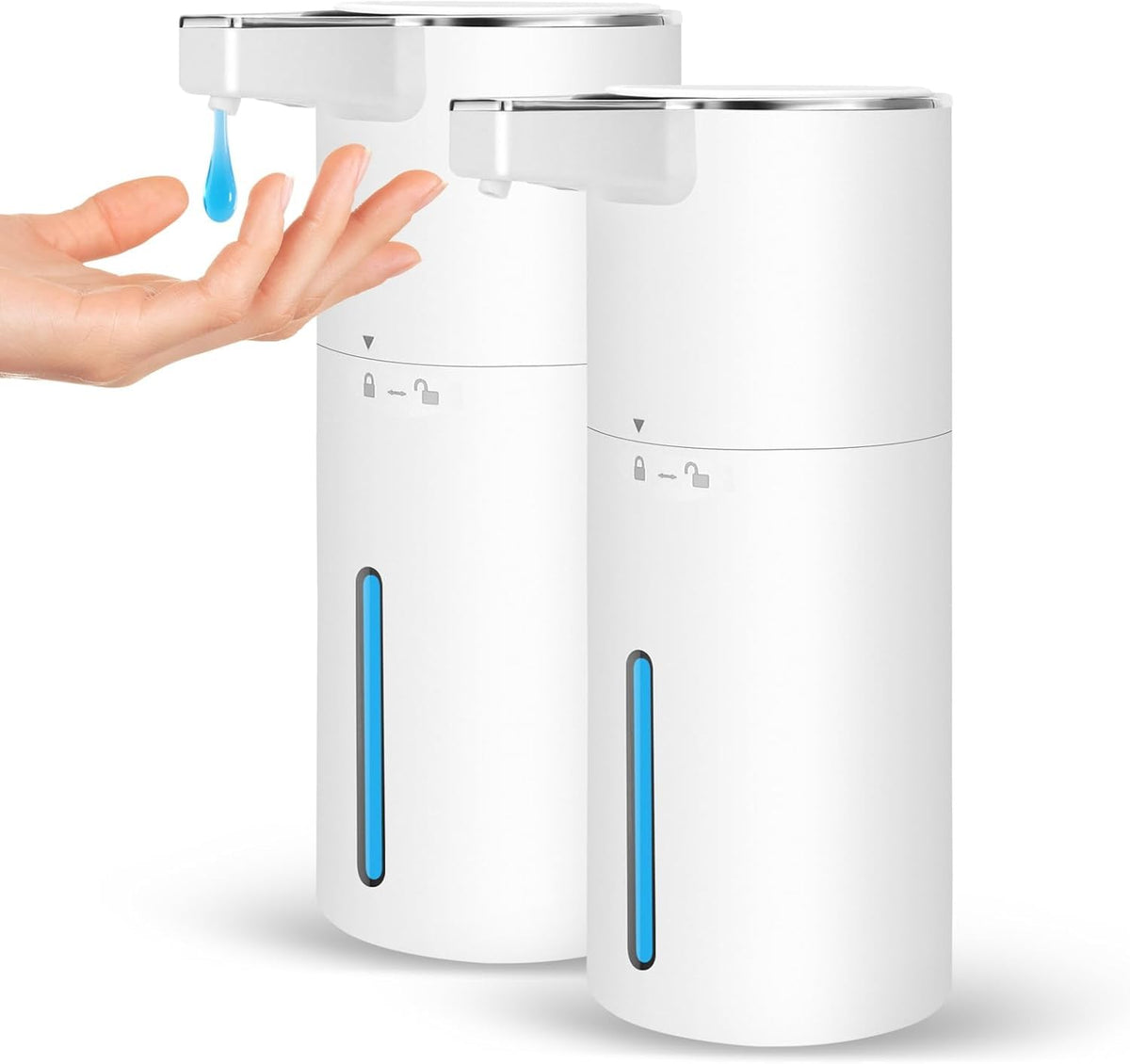 GURITHE 2 pack automatic soap dispensers for wall or desk use, convenient hands-free cleaning.