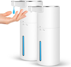 GURITHE 2 pack automatic soap dispensers for wall or desk use, convenient hands-free cleaning.