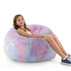 Gurxien modern soft fluffy bean bag chair with rainbow fur, perfect for cozy living spaces.